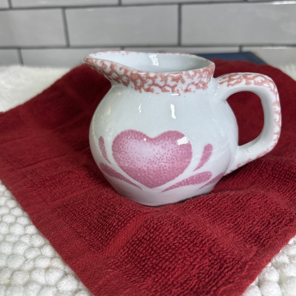 Vintage Guyroc China Creamer Heart Design Country Sponge Ware Pottery